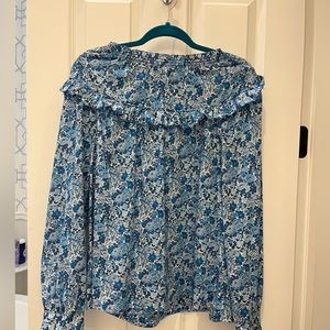 J. Crew Blue Liberty print Blouse size L